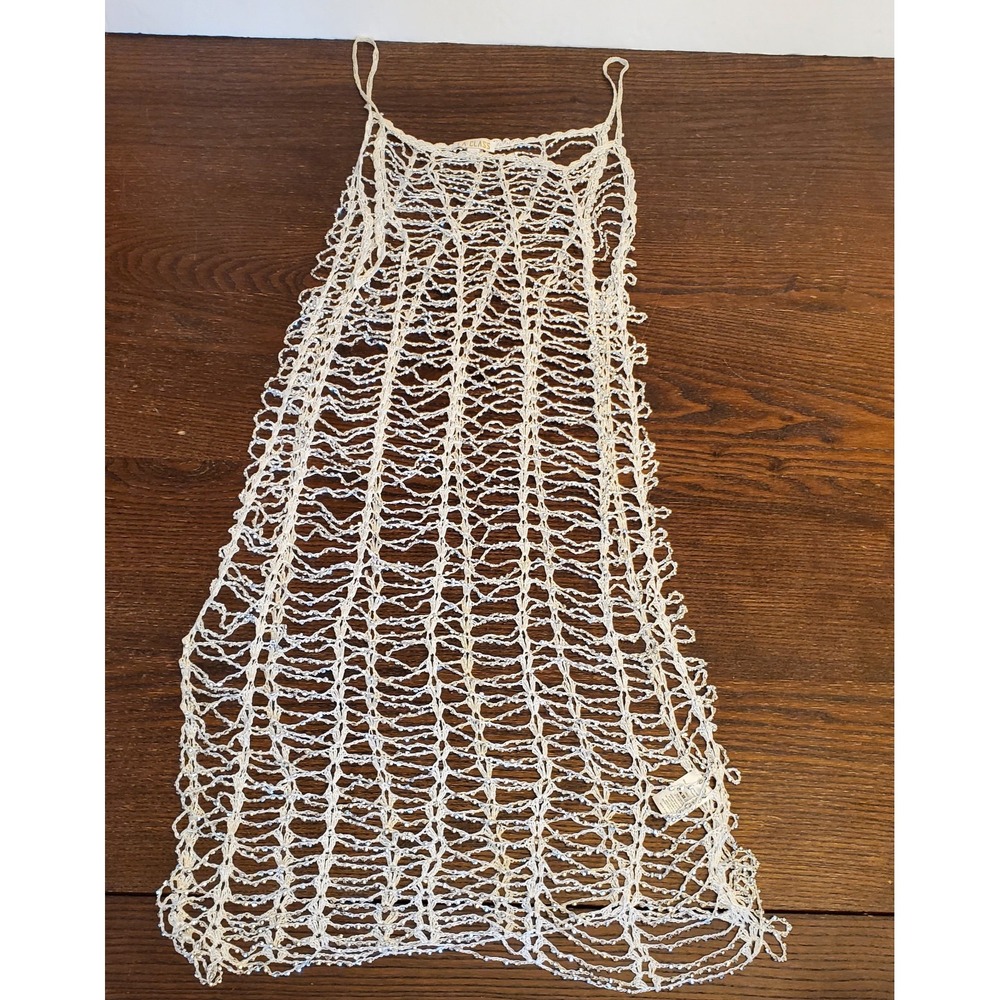 Crochet Cover Up Dress Beach Tunic‎ Swimsuit White Sleeveless Resort Wear - Picture 15 of 16